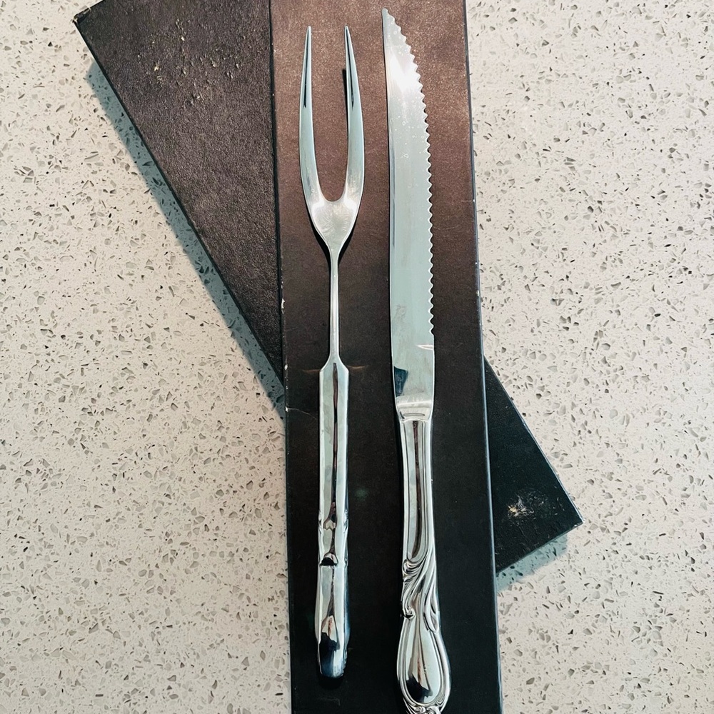 Stainless Steel Carving Knife and Fork Set